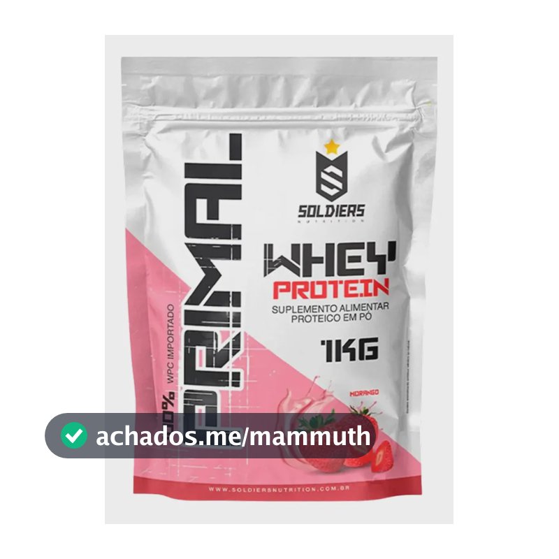 Whey Protein Primal 1kg Sabor Morango Soldiers Nutrition Pós Treino Recuperação Suplemento Proteína