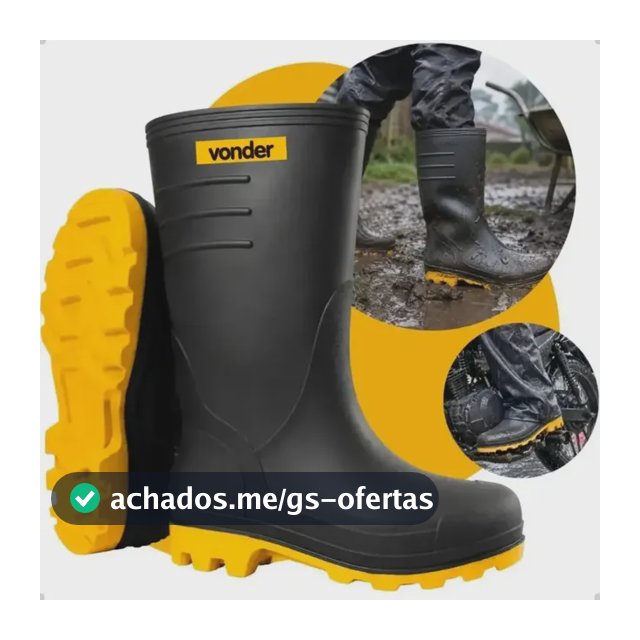 Bota Galocha Pvc Forrada Impermeável Leve Antiderrapante Preto- Sola Amarela 42 Br