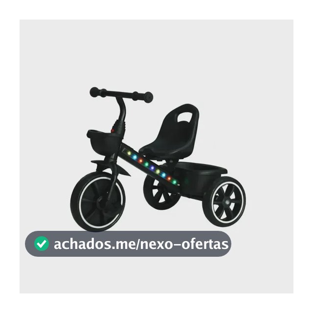 Triciclo Motoca Infantil Com Pedal LED Cestinha 3 Rodas Até 25kg Picolé Maxi Baby - Preto
