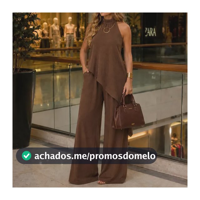 Conjunto Feminino Pantalona Elegante Regata Gola Alta Moda