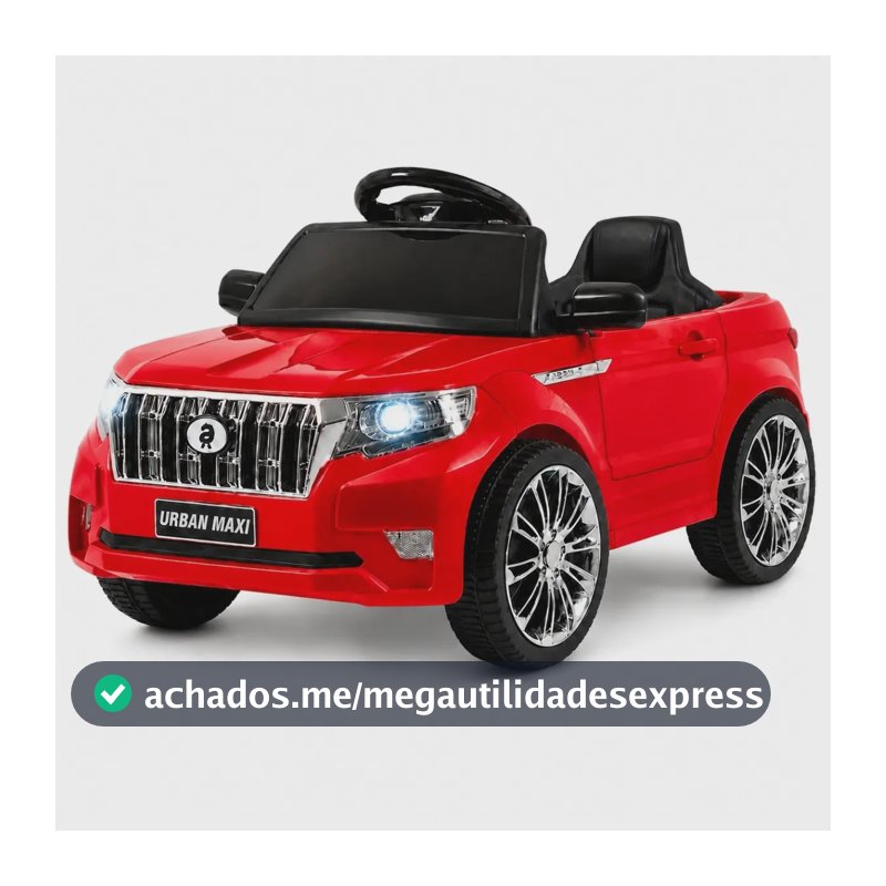 Carro Elétrico Infantil Controle Remoto Bateria 6v Marcha Frente/Ré Bluetooth Som Luz Urban Maxi Toys - VERMELHO