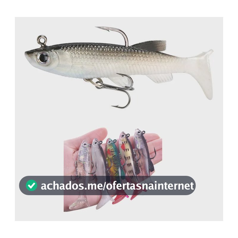 5 Isca Artificial Silicone Shad Peixe Tucunaré Robalo Traíra 5 Cor Conforme As Fotos