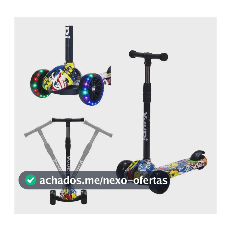 Patinete Infantil Com Rodas Flash Preto Yuupi