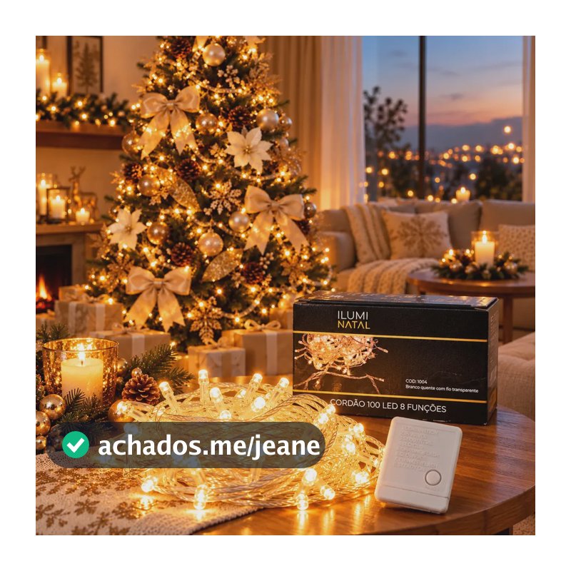 Cordão Pisca Pisca Lph 10 Metros 100 Leds Fio Transparente 8 Funções Cordão de Luzes Para Árvore de Natal Luz Decoração Interna Sala Quarto Mesa de Jantar Natalina Cor Das Luzes Branco Quente 220