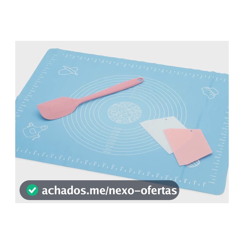 Kit Confeitaria 4 Peças Espátula 2 Raspadores Tapete Azul - Grande