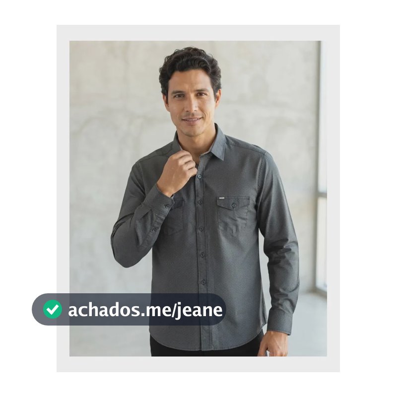 Camisa Masculina Baumgarten Manga Longa 100% Algodão Slim Chumbo Gg