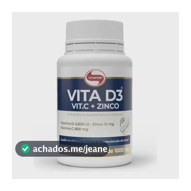 Suplemento Vitamínico Vita D3 + C + Zinco em Cápsulas Vitafor