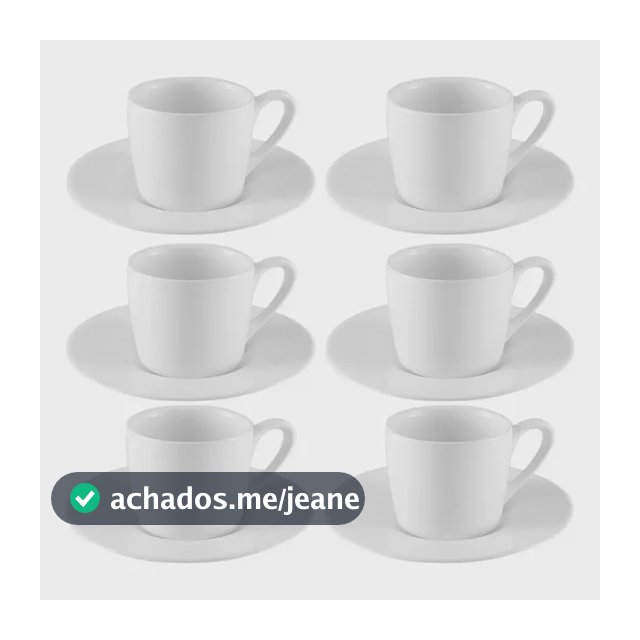 Jogo Xícaras Café Com Pires Porcelana Branca 12 Peças