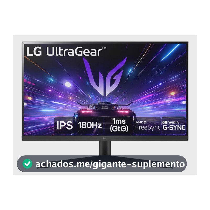 Monitor Gamer LG UltraGear 27” IPS, 180Hz, 1ms (GtG), NVIDIA G-SYNC , AMD FreeSync, HDR10, sRGB 99%, Preto- 27GS60F