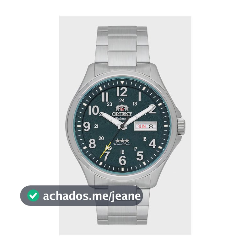 Relógio Orient Automático 3 Estrelas Sport Land Prateado Verde