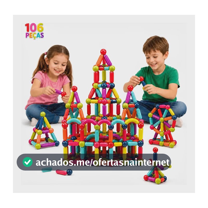Blocos De Montar Magnéticos Bolas E Bastões 106 Bastão Bola