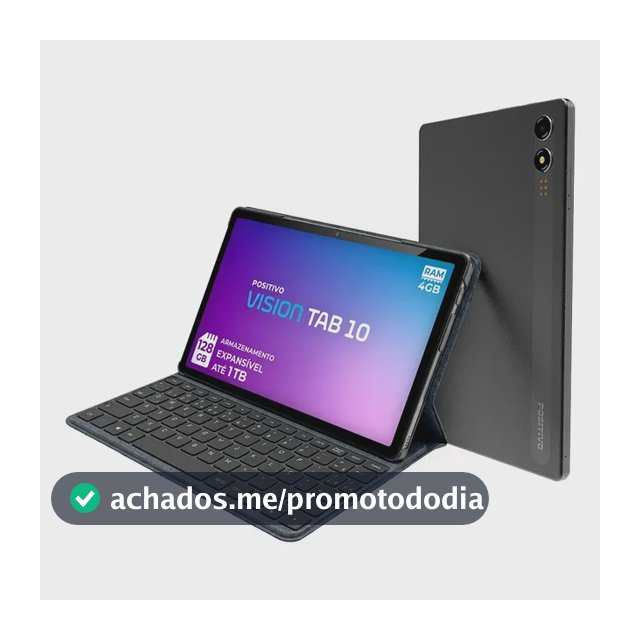 Positivo Vision TAB10 T3010 4GB RAM 128GB SSD com Capa Teclado Octa-Core 5 13MP Bateria 6000mAh Tela 10.1“ HD Wifi AC e 4G Full Lamination - Preto