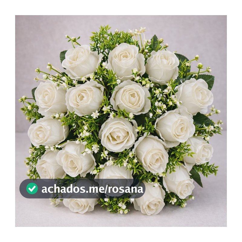 Buque De Flores Grande Rosa Artificial Arranjo Decoração Branco 24 Rosas