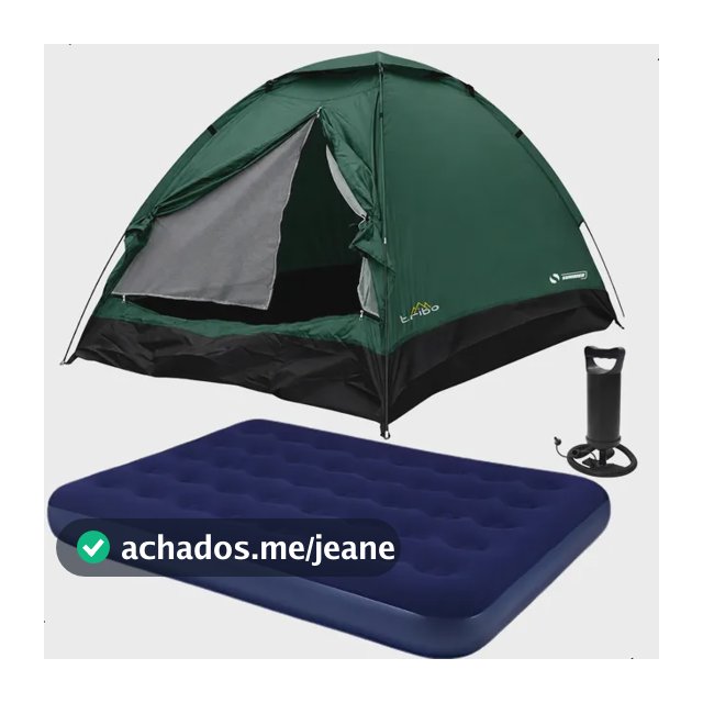 Kit Barraca Iglu 2 Pessoas + Colchão Casal E Enchedor Tribo Cor Verde Montagem Rápida