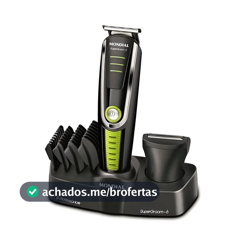 Cortador De Cabelo Mondial Super Groom 6 Bg-04 Melhor Categ Preto/verde