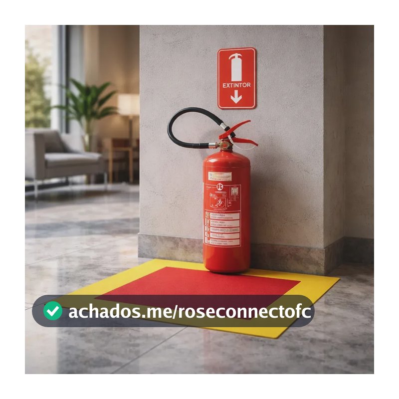 Tapete Demarcação de Extintor 100x100cm Amarelo PVC Antiderrapante Alvará