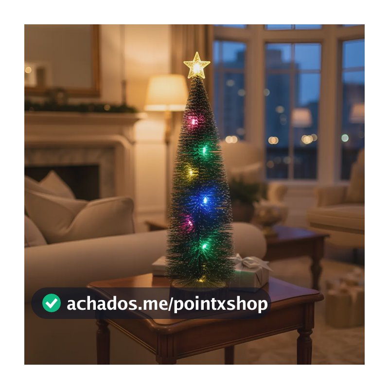 Mini Árvore Natal Led Madeira Mesa Decoração Enfeite Premium Negava