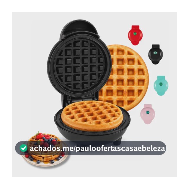 Mini Máquina Waffle Elétrica Panqueca Antiaderente Portátil Maquina Preta 127v