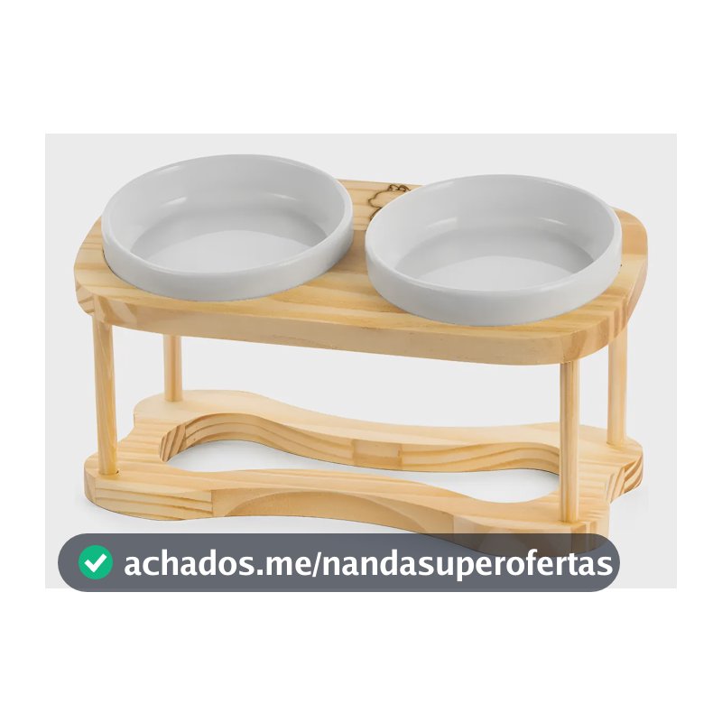 Comedouro Elevado Gato Duplo Ração Pet Porcelana 230ml Branco