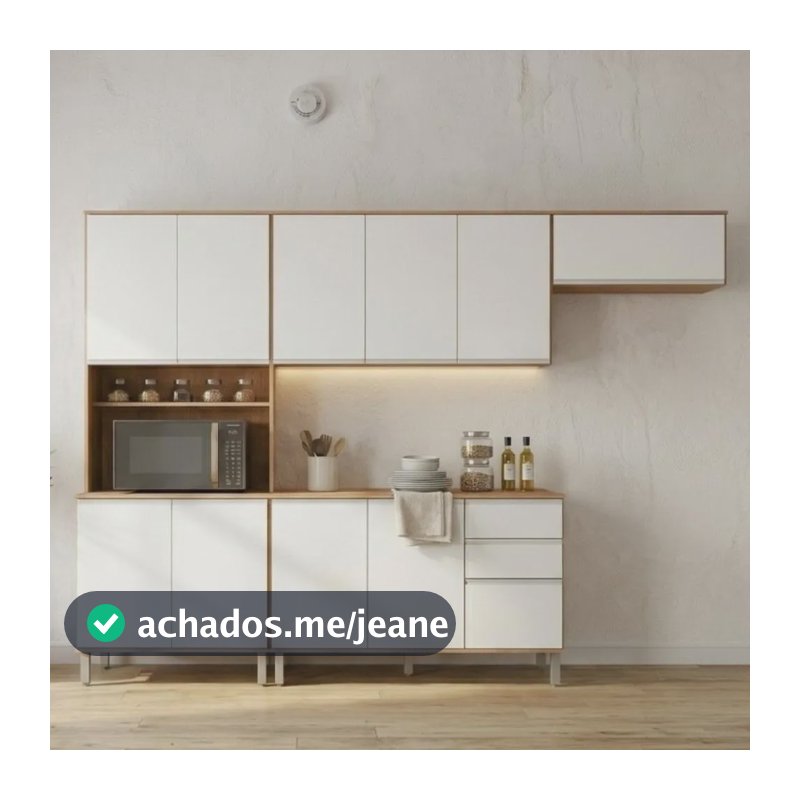 Cozinha Compacta Paneleiro Nina 4 Modulos Amêndo/branco Amêndoa/branco