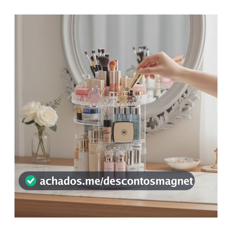 Organizador De Maquiagem Giratório 360° Em Acrílico Transparente Com Prateleiras Ajustáveis EPS-2577 Epsilon
