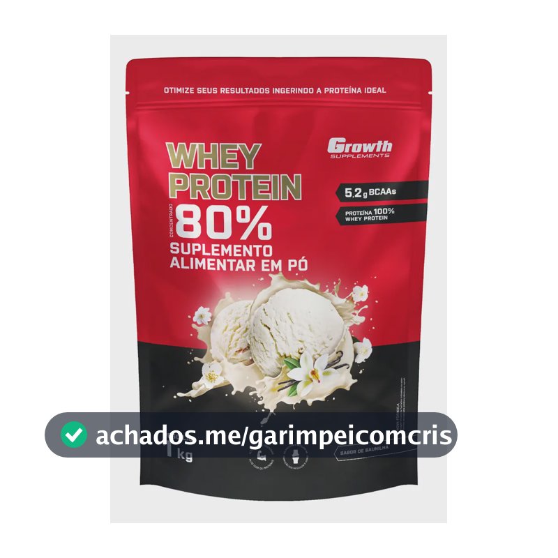 Whey Protein Growth Concentrado 1kg – Sabor Baunilha