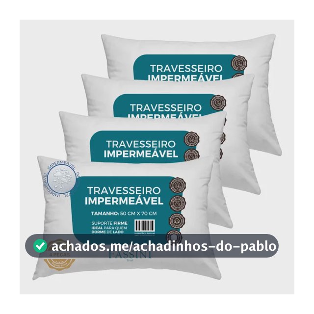 4 Travesseiros Antialérgico Impermeável 50x70 Super Macio Branco