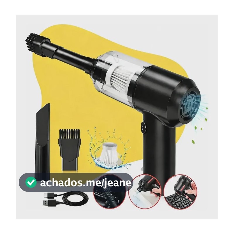 Aspirador De Carro 3 Em 1 Usb Portátil Sem Fio Mini Potente Preto Usb