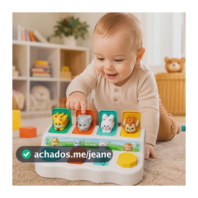 Brinquedo Bebê Interativo Esconde Animais Didático Educativo Creme