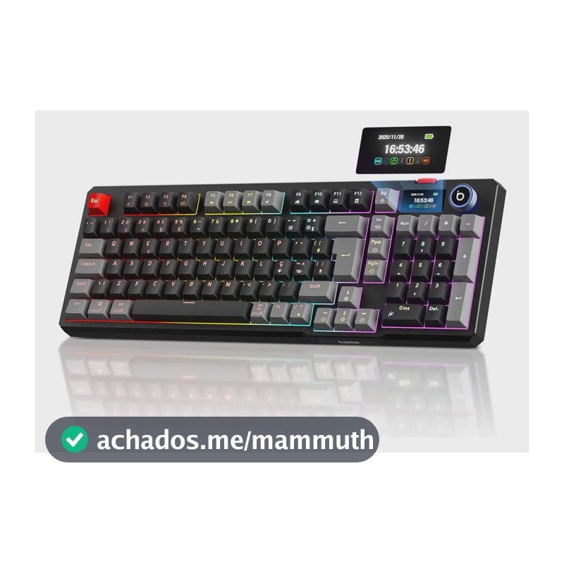 Teclado Mecânico Sem Fio Com Tela, Tri-Mode Bt5.0/2.4 G/Usb-C, Rgb Teclado Gamer Hot Swap Com Personalizável E Anti Ghosting, Teclado Switch Vermelho Wireless Para Jogos/Pc/Mac/Linux, Preto