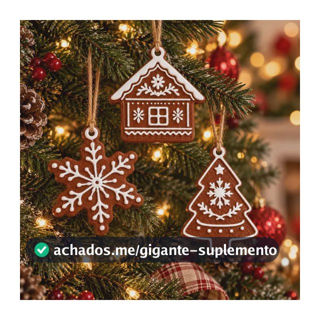 Kit Enfeites Natal Biscoito Casa Boneco Floco Neve Decoração Marrom Pendentes De Arvore De Natal - Árvore - Casa - Floco De Neve - Rústico - Feito A Mão - Artesanal - Enfeite