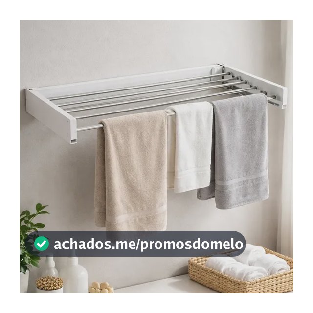 Varal De Parede Retratil Oculto Alumínio 90cm 5 Varetas Branco