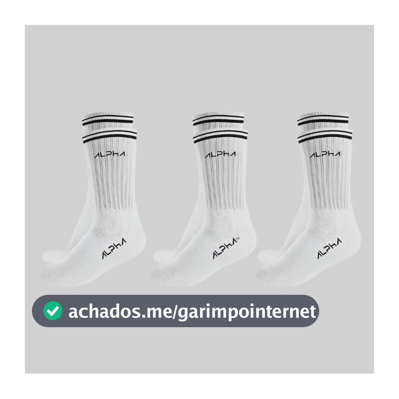 Kit 3 Meias Cano Médio  Alpha Branco U