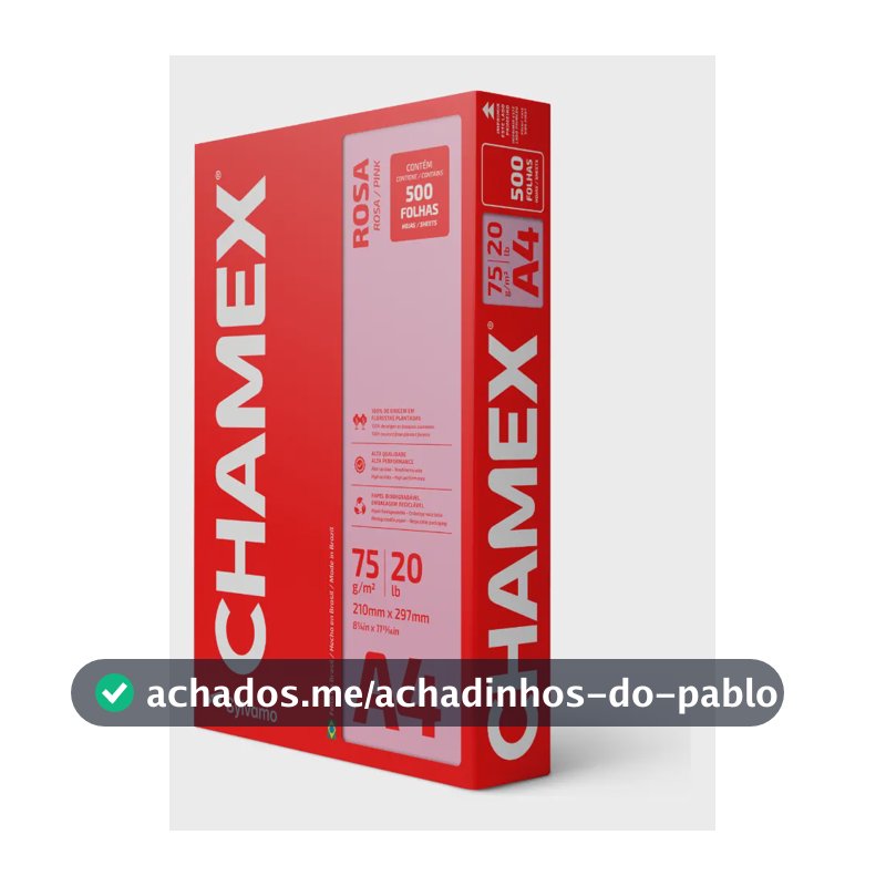 Papel Sulfite para Organização Rosa Chamex A4 75g 210x297mm - Pacote 500 Folhas Premium