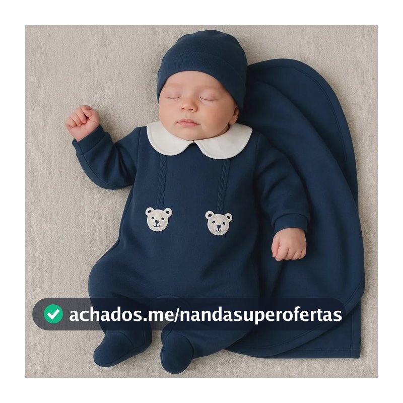 Kit Maternidade Menino 3 Suedine Ursinhos Azul P 0 A 3 Meses