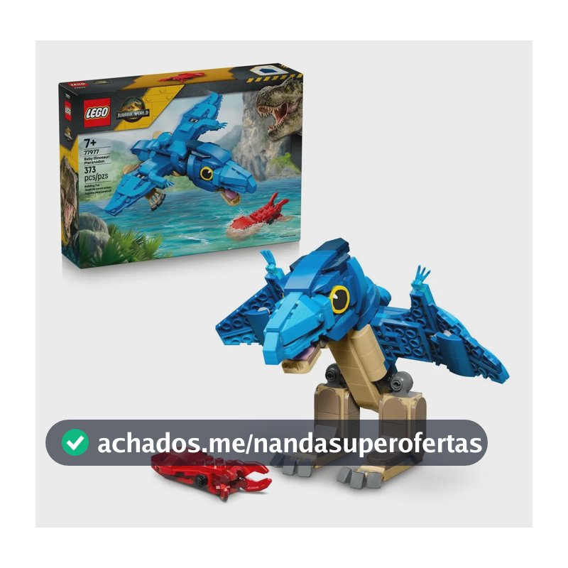 LEGO Jurassic World Dinossauro Bebê: Pteranodonte 77977; Brinquedo de construção de dinossauro com mandíbula que abre e cabeça articulada; Presente para Crianças; 7+