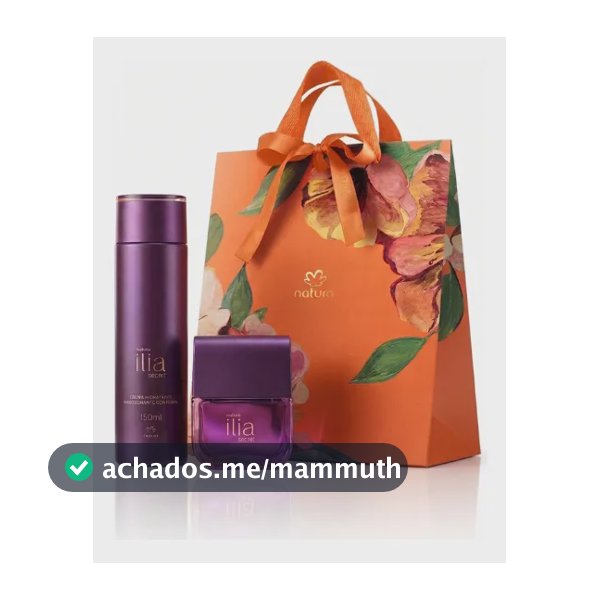 Kit Natura Ilía: Deo Parfum Secreto 25ml + Hidratante Corporal 150ml + Sacola P Com Laço