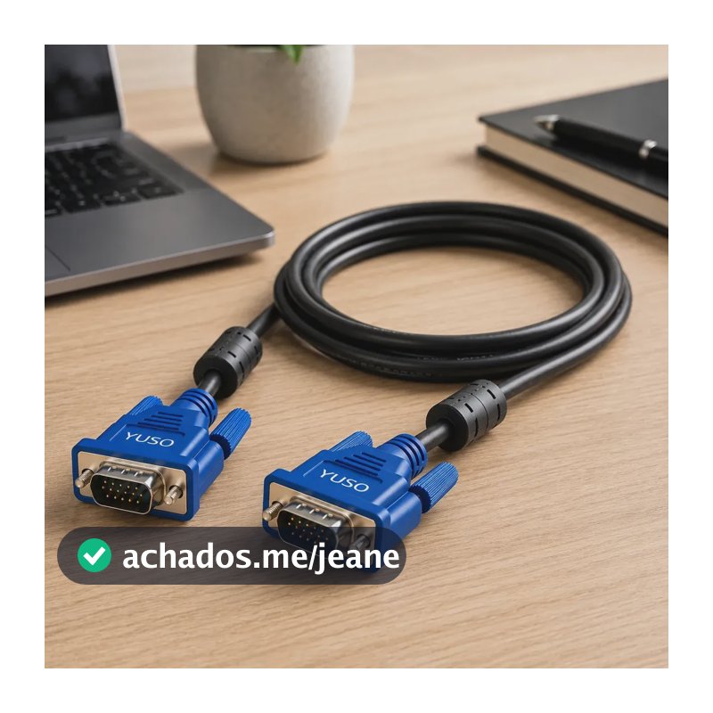 Cabo Vga Macho 1,5m Para Monitor Pc Notebook Projetor Datashow Tv Lcd Vídeo Hd 1080 Anti Interferência Entrada E Saída Vga Macho Db15 Plug & Play Compatível Com Smart Tv Câmera Vga Macho