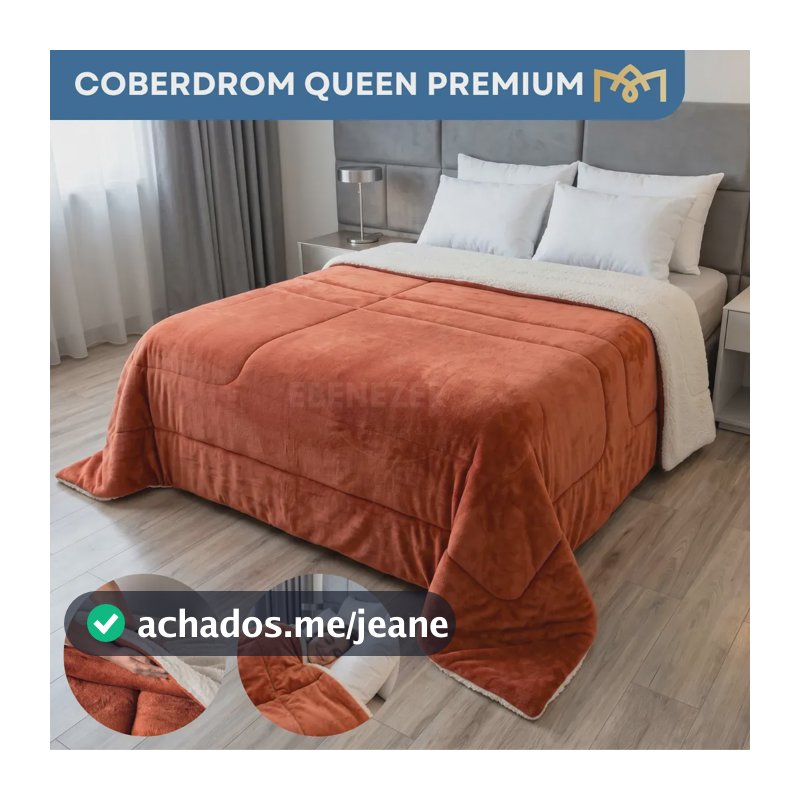 Coberdrom Edredom Alaska Sherpa Casal Queen Grosso Macio Cor Terracota Quentinho E Sofisticado Premium