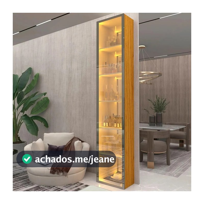 Cristaleira 1 Porta Reflecta Com Fita Led Com Espelho Gdwt Naturale