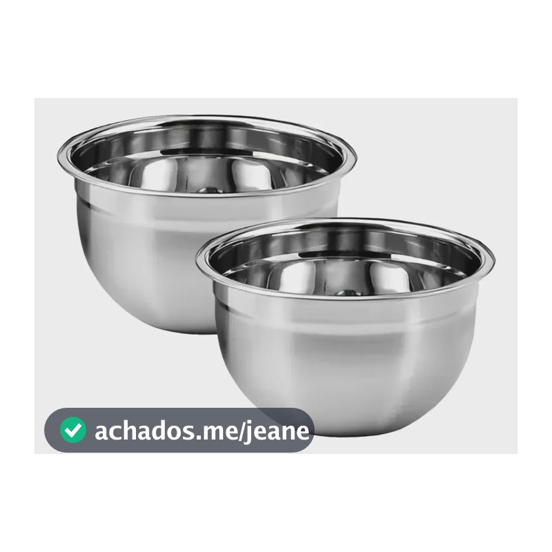 Kit Com 2 Bowl Tigela Bacia Aço Inox 24cm Cozinha Salada Inox