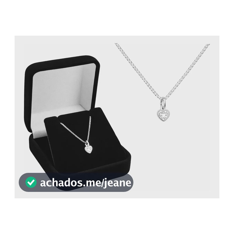 Colar Feminino Prata 925 Ponto De Luz Coração Prateado