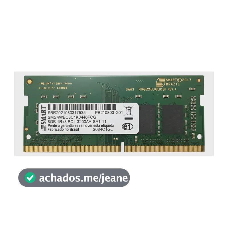Memória RAM Notebook DDr4 verde 8GB 1x8GB Smart SMS4WEC8C1K0446FCG