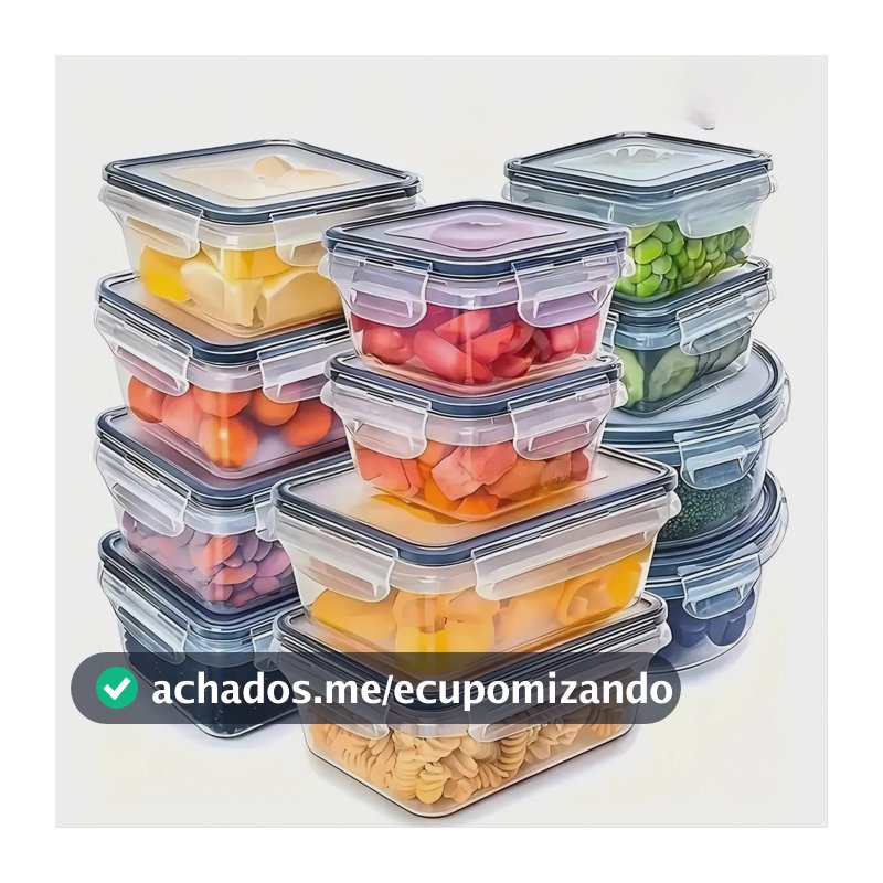 Kit 12 Potes Herméticos Dapon Em Plástico Com Trava Incolor Transparente