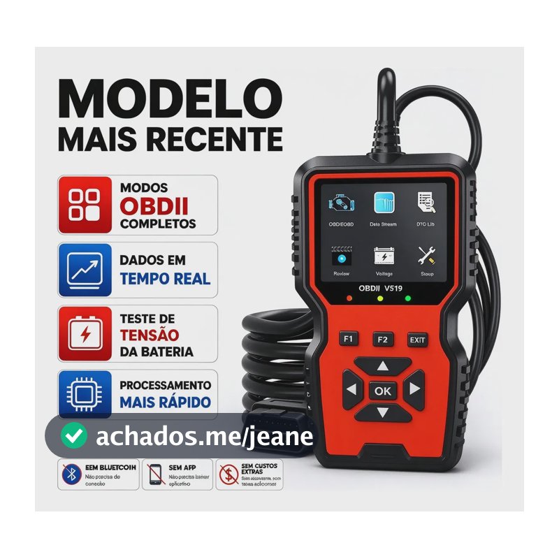 Scanner Obd2 Automotivo Tela Colorida Hd V519 Sem Bluetooth Vermelho-tela Colorida Hd