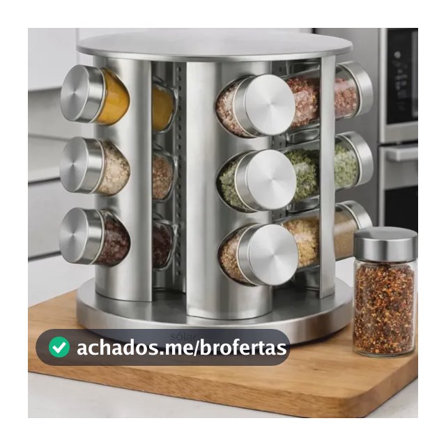 Porta Tempero Condimentos Giratório 12 Potes Inox Luxo Prata