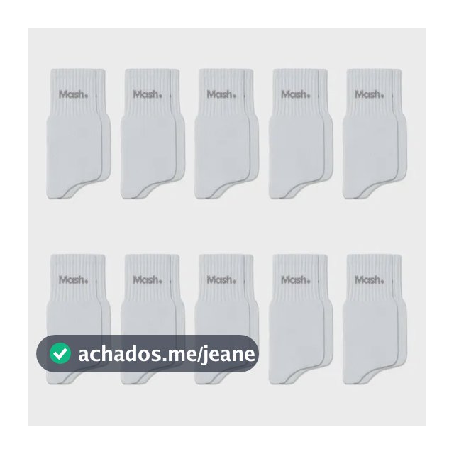 Kit Meia Cano Curto Mash 10 Pares Algodão Esportiva