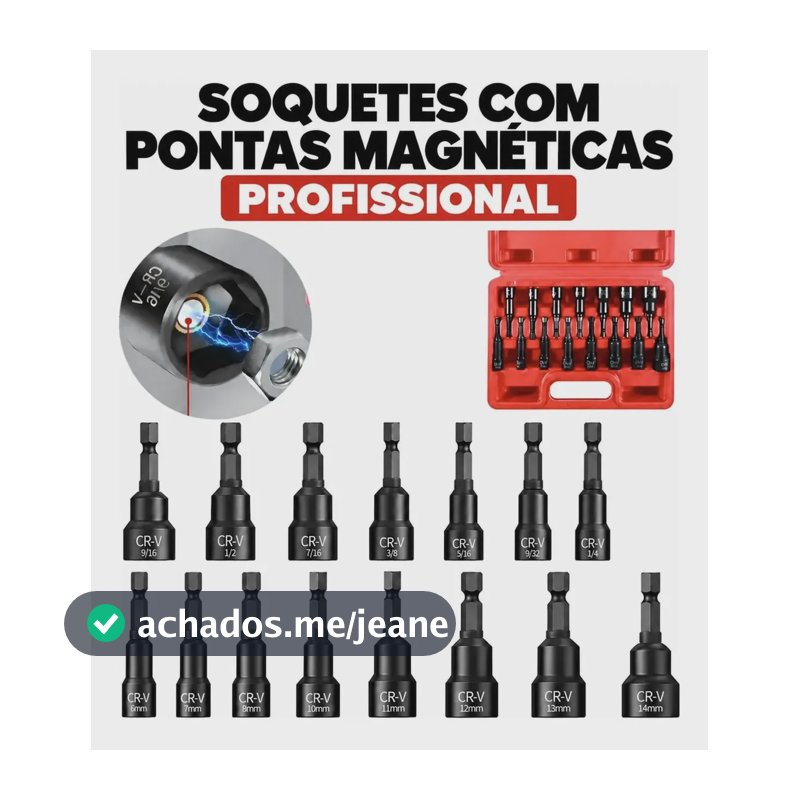 Jogo 15 Bits Parafusadeira Soquete Canhão Sextavado Ponteira