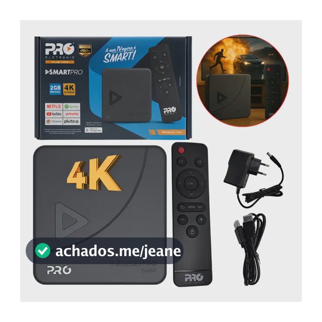 Smart Pro Eletronic Tv Box 4k Android Netflix Youtube Cor Azul Tipo De Controle Remoto Padrão