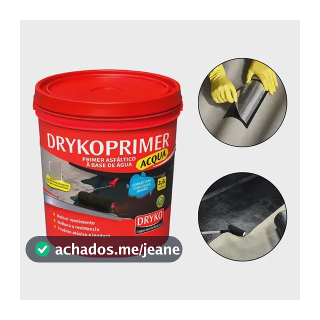 Primer Asfáltico Base Água Drykoprimer Dryko 3,6L Cor Preto